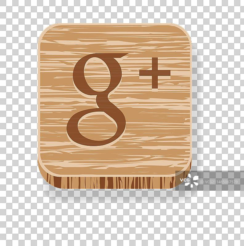 Google Plus木制图标图片素材