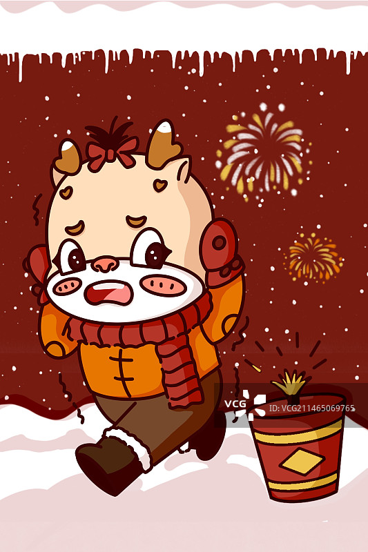 爆竹一声辞旧岁  瑞雪飘飘迎新春图片素材