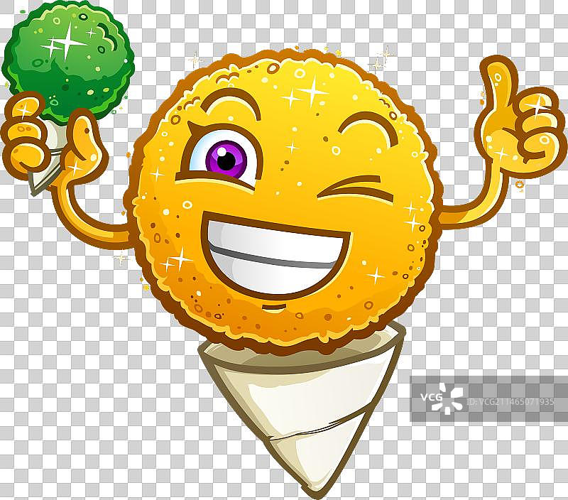 竖版：卡通柠檬刨冰人物点赞图片素材