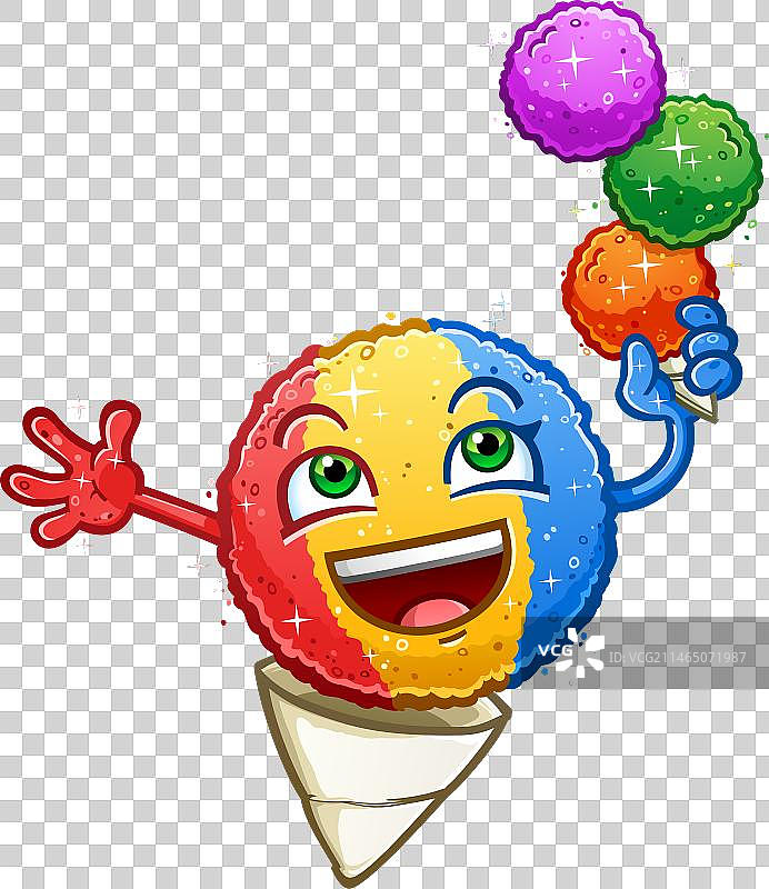 彩虹刨冰高兴地举着高高的叠图片素材