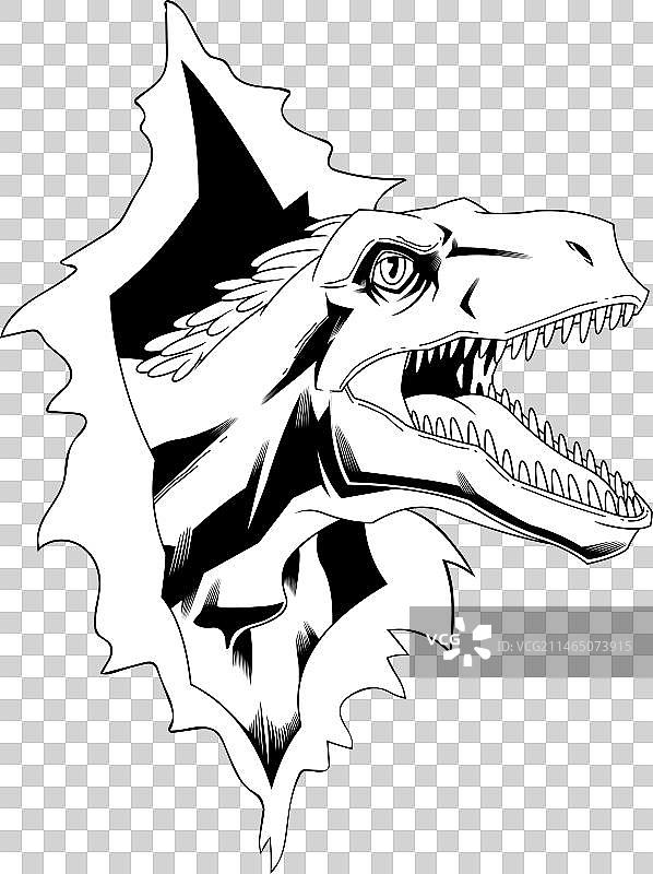 描边犹他盗龙恐龙图片素材