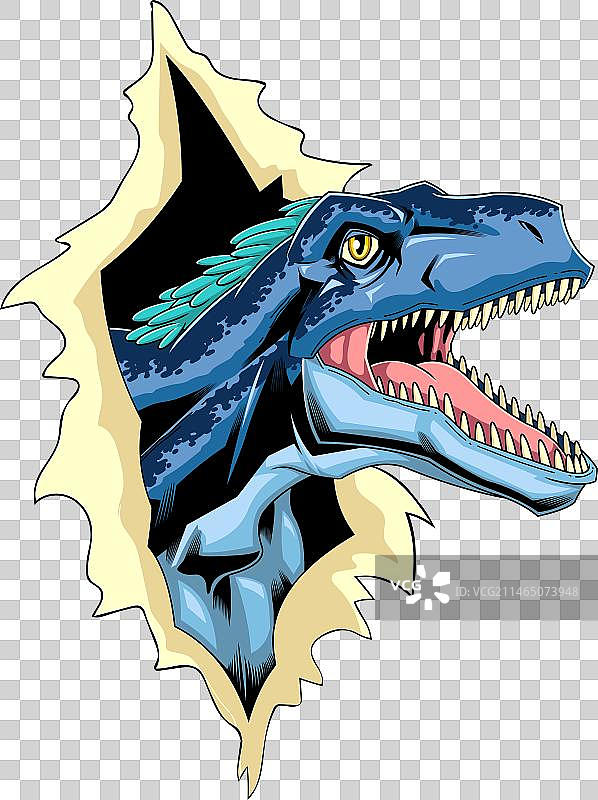 犹他盗龙破纸而出图片素材