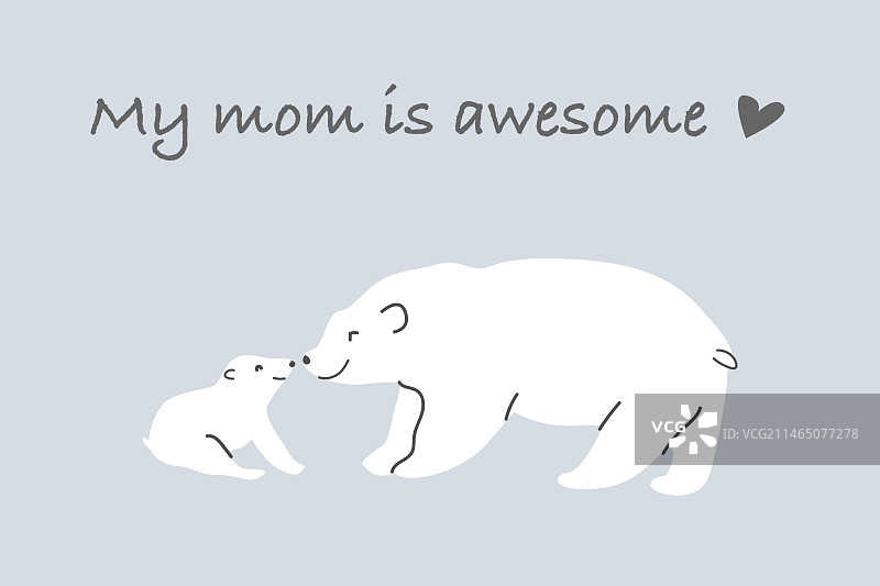 可爱动物熊妈妈和宝宝贺卡图片素材