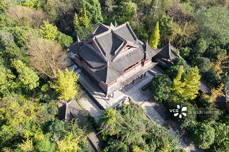 航拍重庆璧山观音塘湿地公园古建筑图片素材