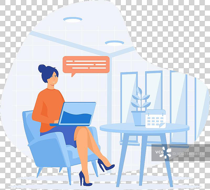 居家办公概念：女人在家办公图片素材