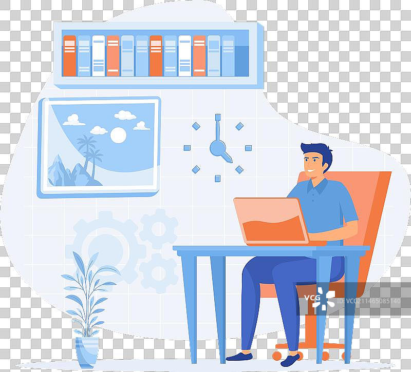 家庭办公室概念：自由职业者工作场景图片素材