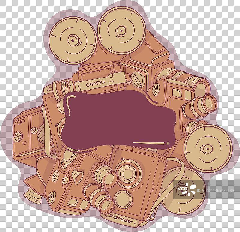 世界日复古相机涂鸦艺术设计图片素材