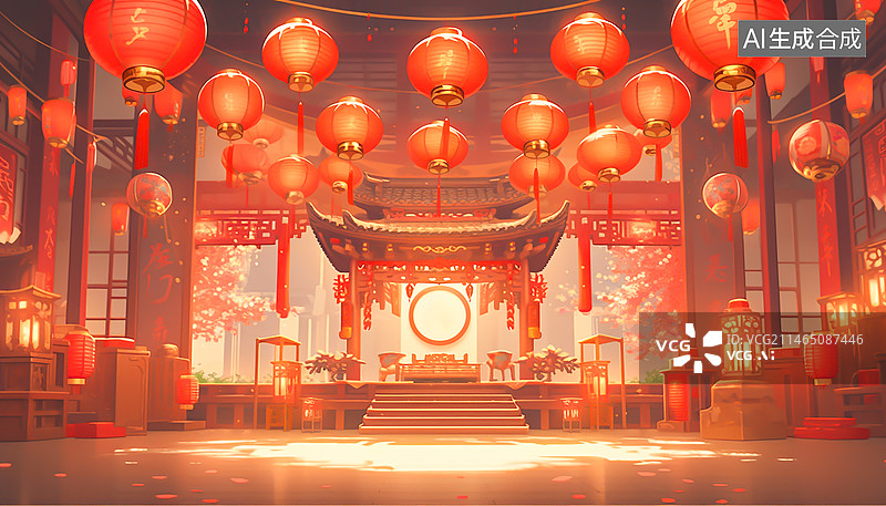 【AI数字艺术】传统节日装饰场景图片素材