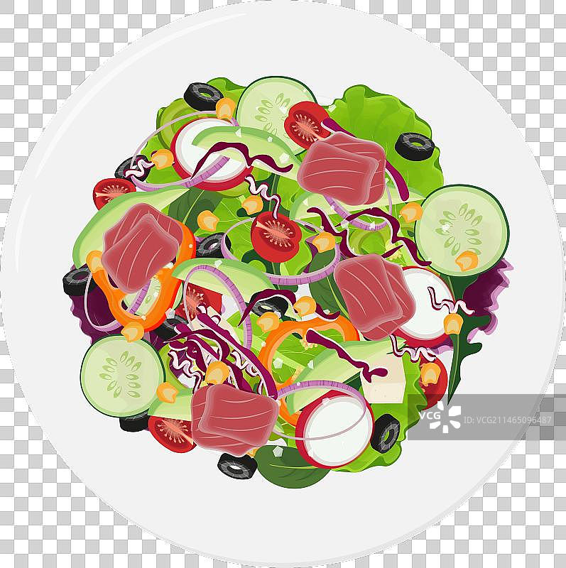 金枪鱼沙拉顶视图图片素材