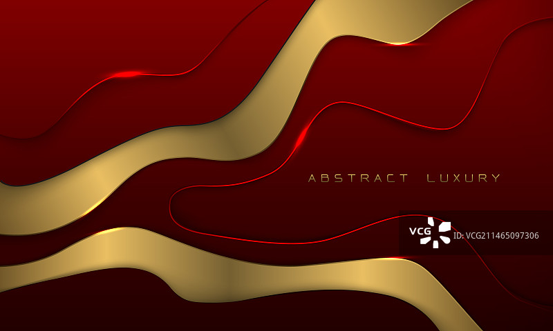 抽象红色剪纸金色曲线几何背景图片素材
