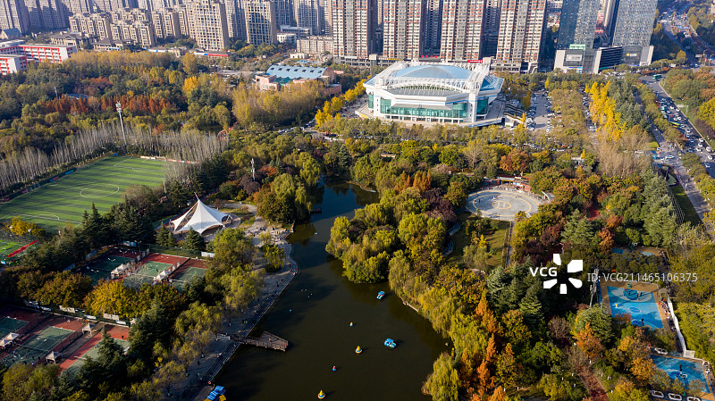 西安城市运动公园航拍图片素材