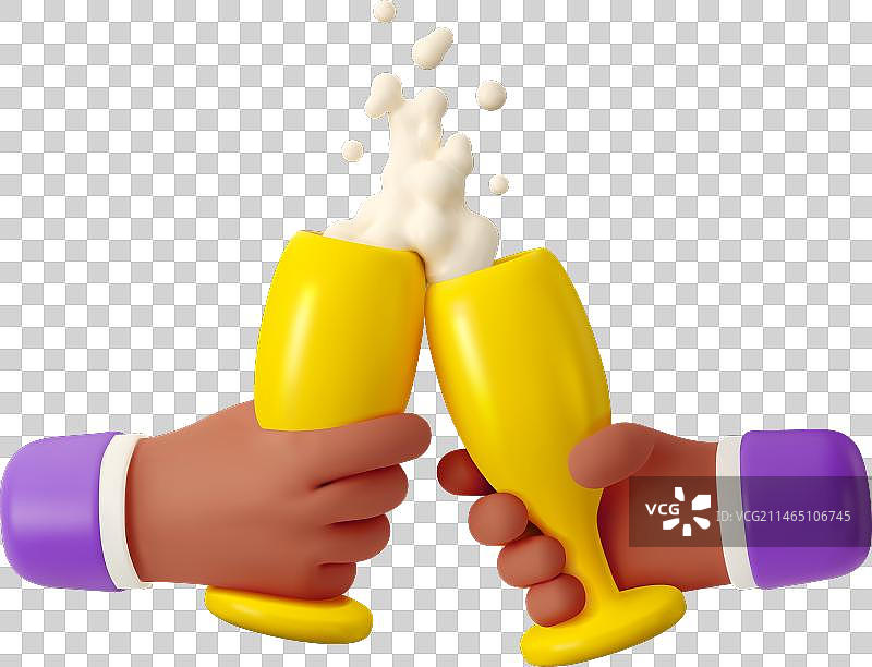 3D手持香槟干杯图片素材