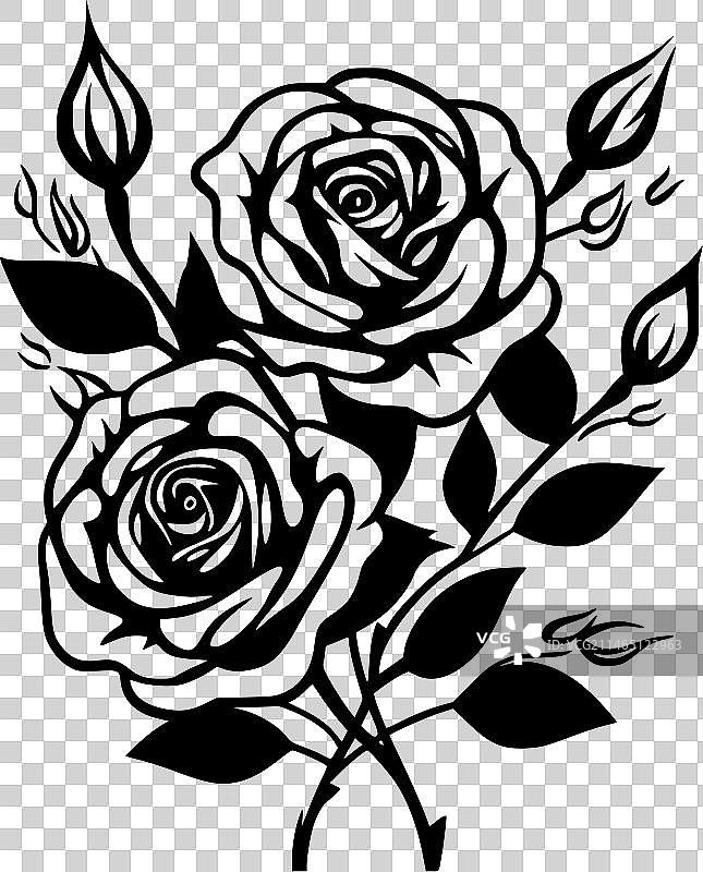 黑白玫瑰图片素材