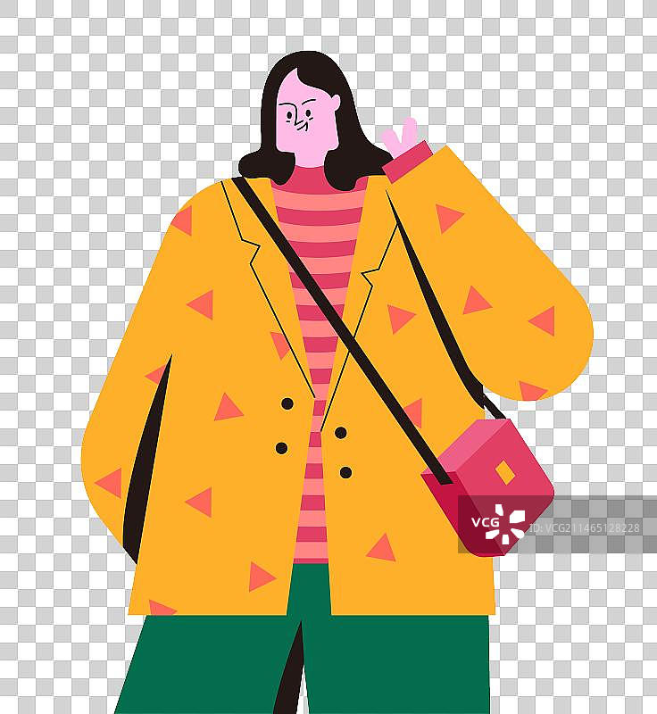 扁平风几何女性人物插画素材图片素材