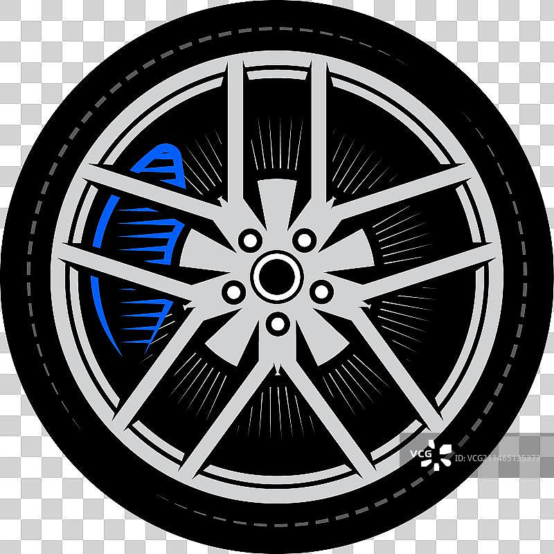 汽车车轮轮胎和刹车盘图片素材