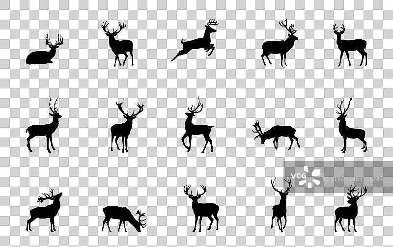 小鹿剪影组合图片素材