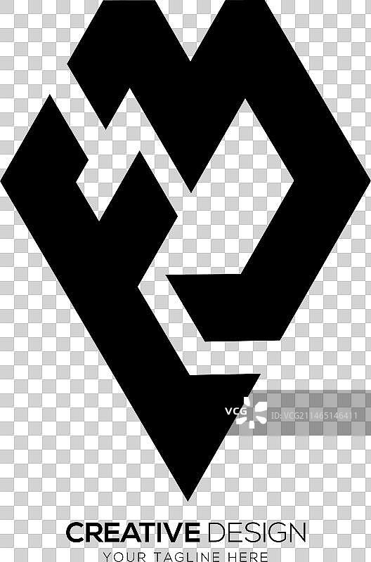 字母EM现代钻石形创意图片素材