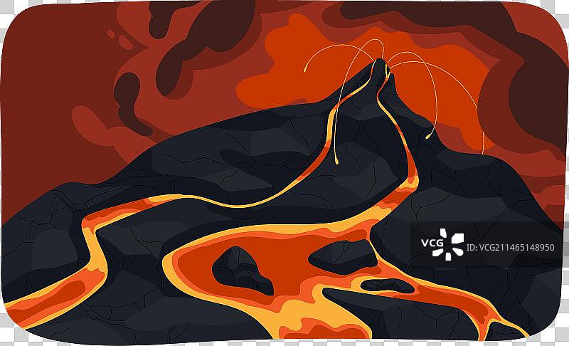 火山喷发时的红色烟雾和火山灰云图片素材