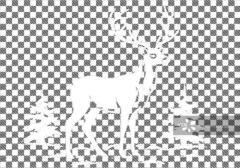 圣诞新年水牛格子图案图片素材