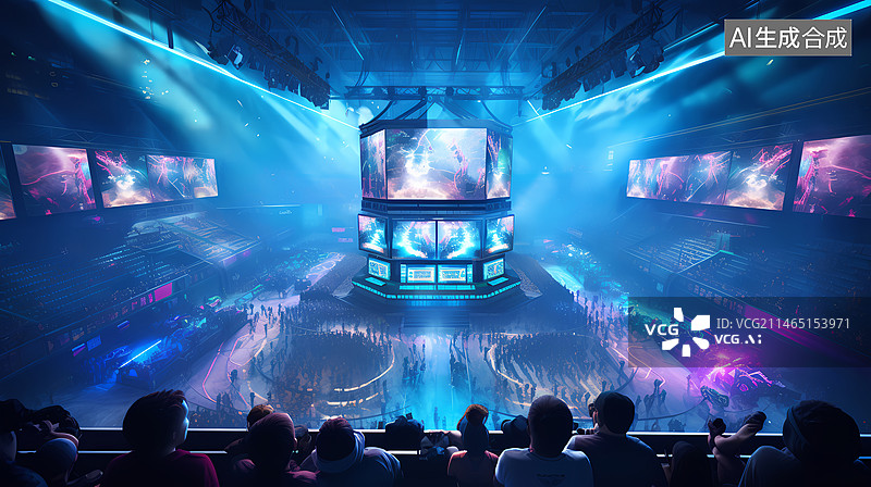 【AI数字艺术】演唱会,电子竞技场景插画图片素材