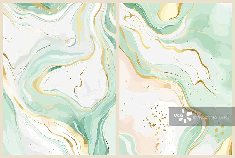 鼠尾草绿色和金色大理石背景图片素材