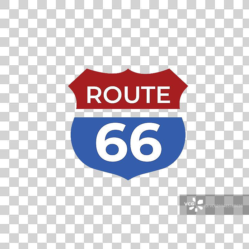 66号公路蓝红色标志图片素材