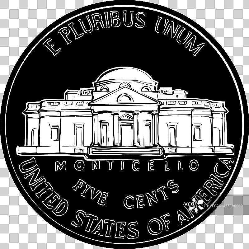 美国五分硬币图片素材