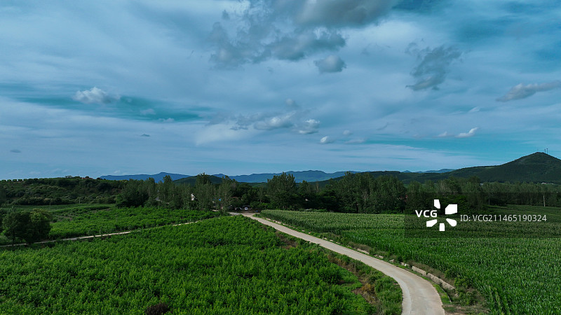 夏日天空下的山和大地图片素材