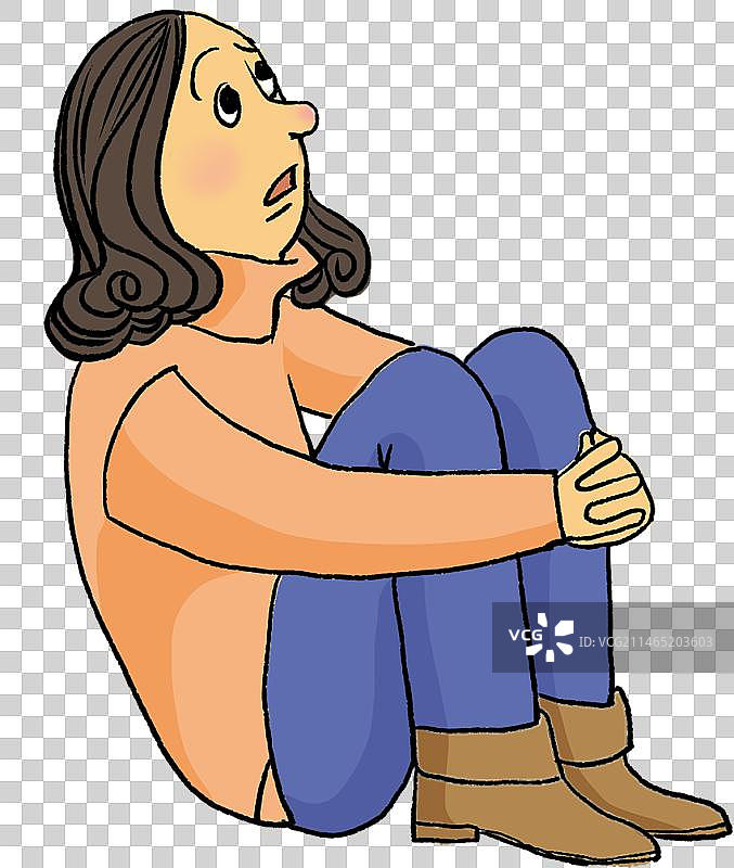 坐着思考的女人图片素材