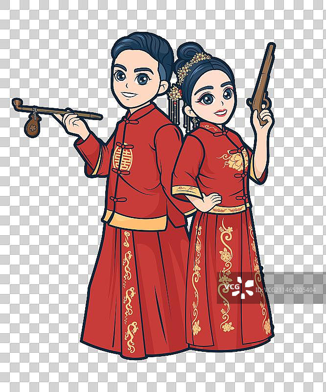 新郎新娘矢量卡通人物插画图片素材