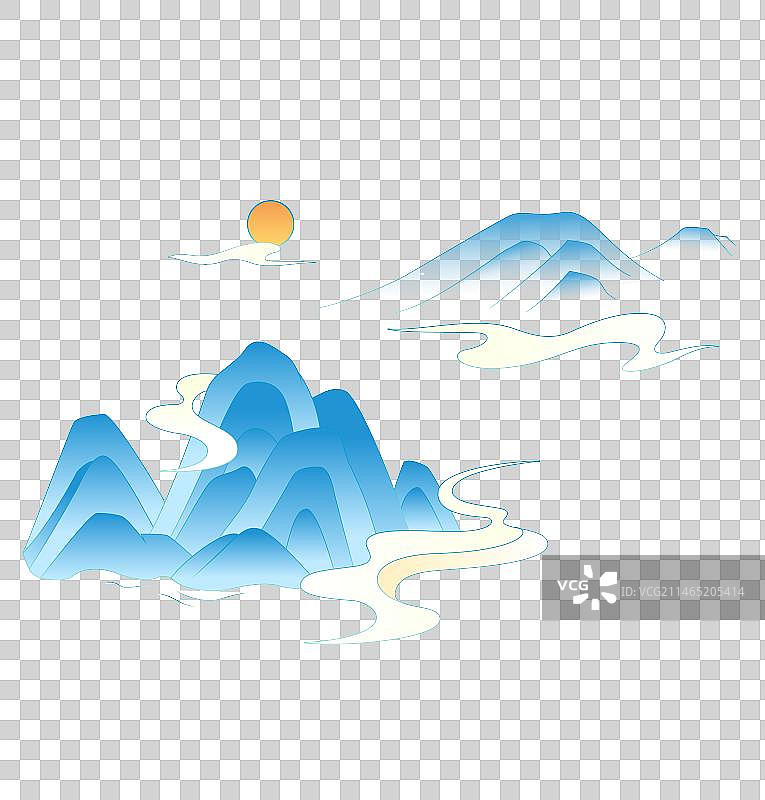 中国风山川祥云元素图片素材