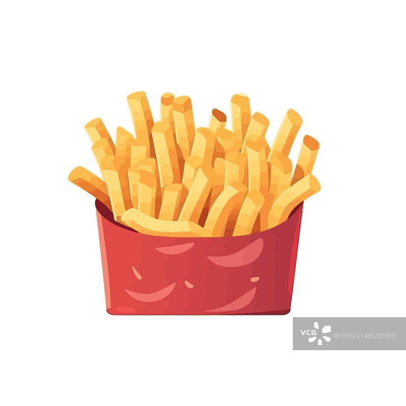 白色背景上的扁平风炸薯条图片素材