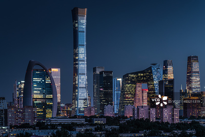 北京地标建筑城市建筑夜景风光图片素材