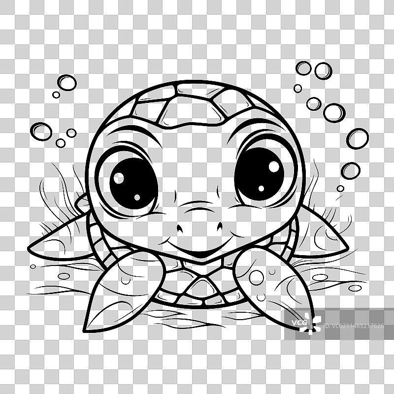 黑白卡通乌龟图片素材