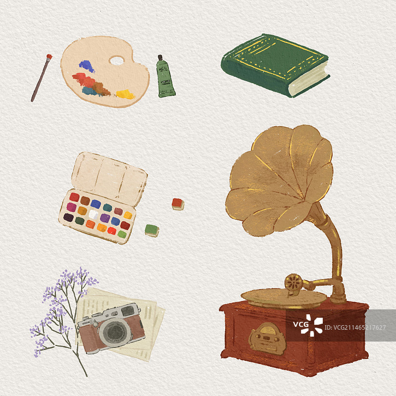 颜料美术音乐摄影相机书本图片素材