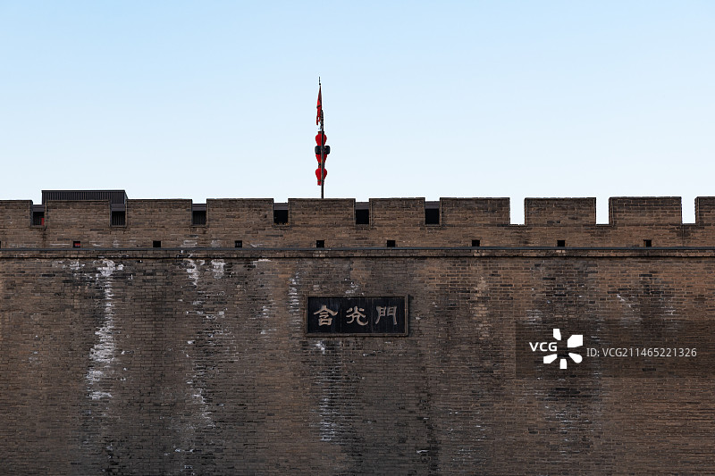 陕西西安城墙含光门古老的城墙残破的砖图片素材