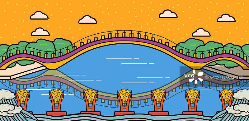 佛山千灯湖插画图片素材