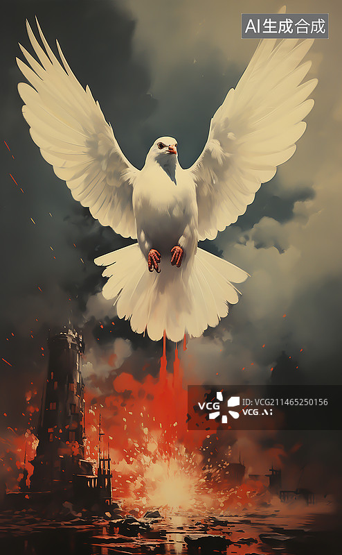 【AI数字艺术】和平鸽插画海报图片素材