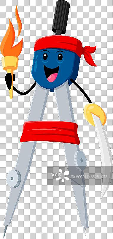 卡通海盗指南针手持闪烁的火炬图片素材