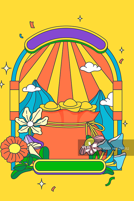 卡通冬季新年春节元旦除夕龙年神龙生肖吉祥物中国传统节日福袋电商促销年货节古建筑中国风国潮渐变矢量插画图片素材