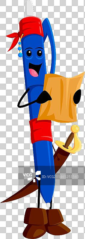 卡通笔学校用品与藏宝图海盗图片素材