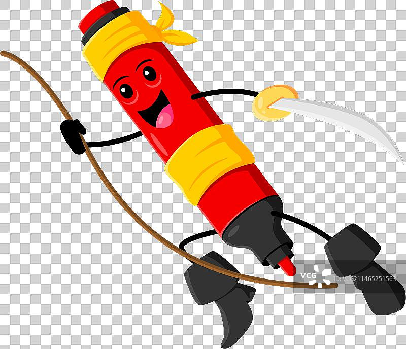 卡通毡尖笔学校用品海盗在绳子上图片素材