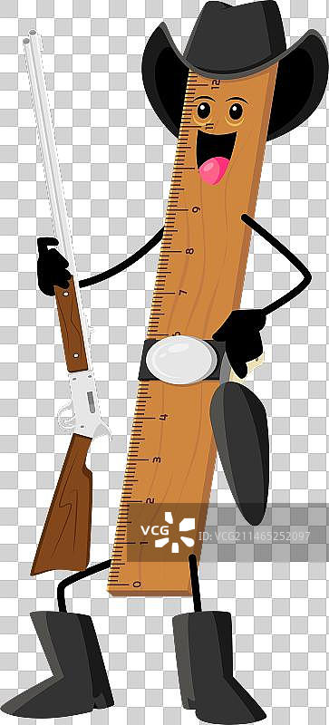 卡通尺子学校用品牛仔数学角色图片素材