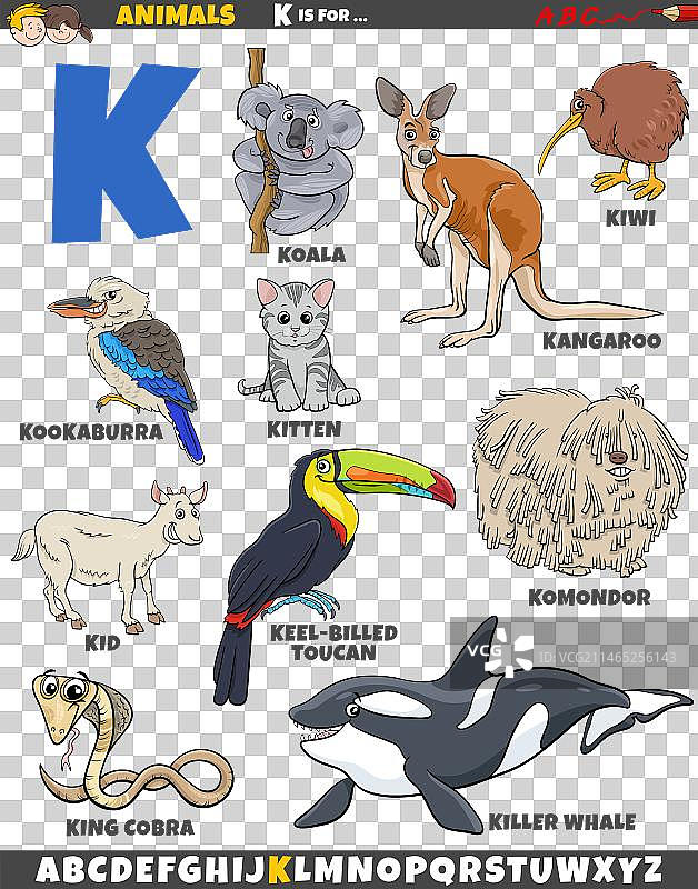 K字母卡通动物形象图片素材