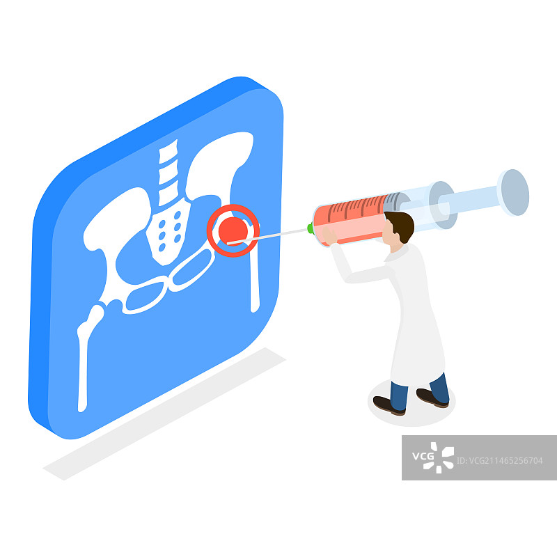 髋关节2.5D扁平风格插画图片素材