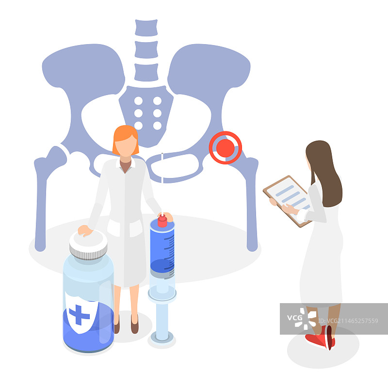 髋关节2.5D扁平风格插画图片素材