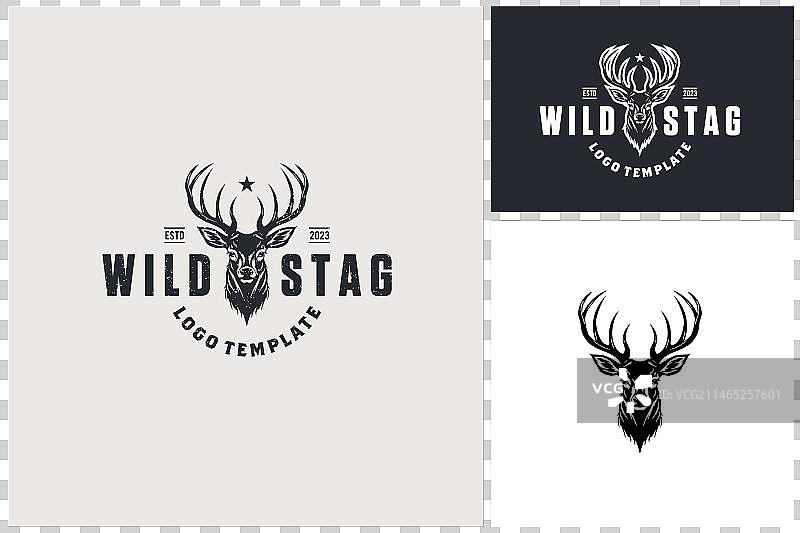 复古鹿角猎鹿标志图片素材