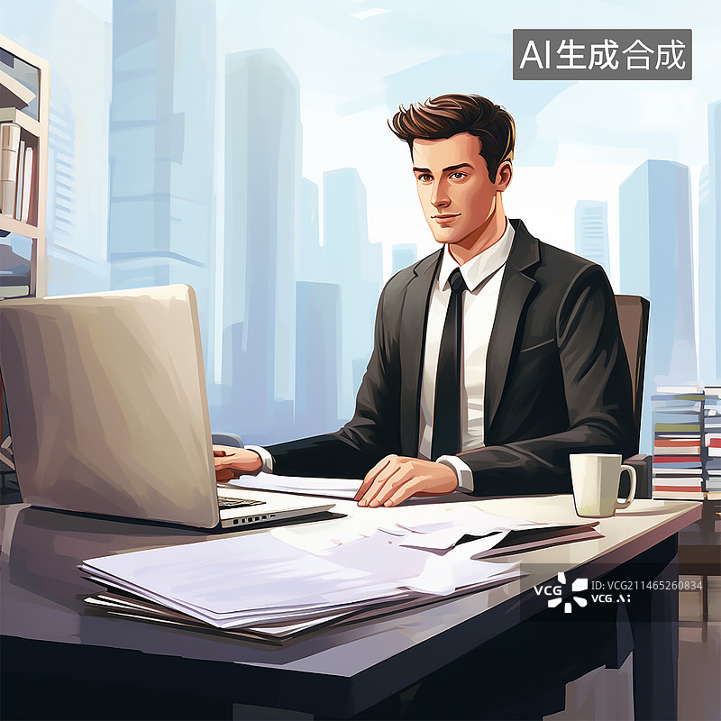 【AI数字艺术】办公室白领形象图片素材