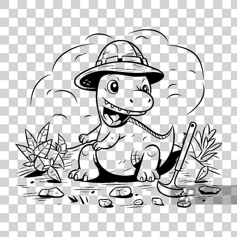 戴着帽子和铲子的河马图片素材