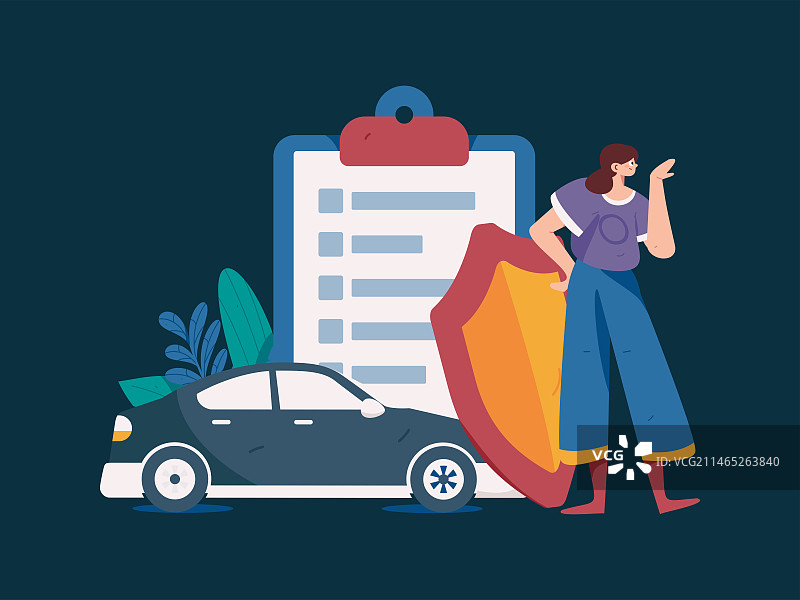 为汽车购买保险扁平人物矢量概念运营插画图片素材